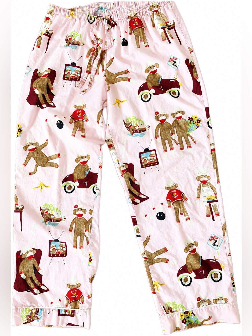 Nick & Nora Pink Women’s Sock Monkey Pajama Set L - Picture 8 of 13